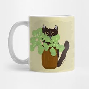Black cat and houseplant Mug